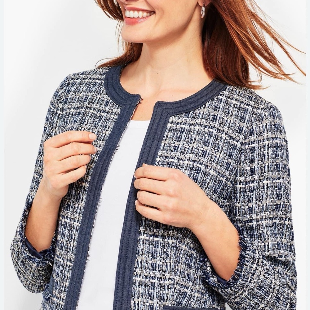 Talbots Chambray Trim Tweed blazer - Picture 11 of 12